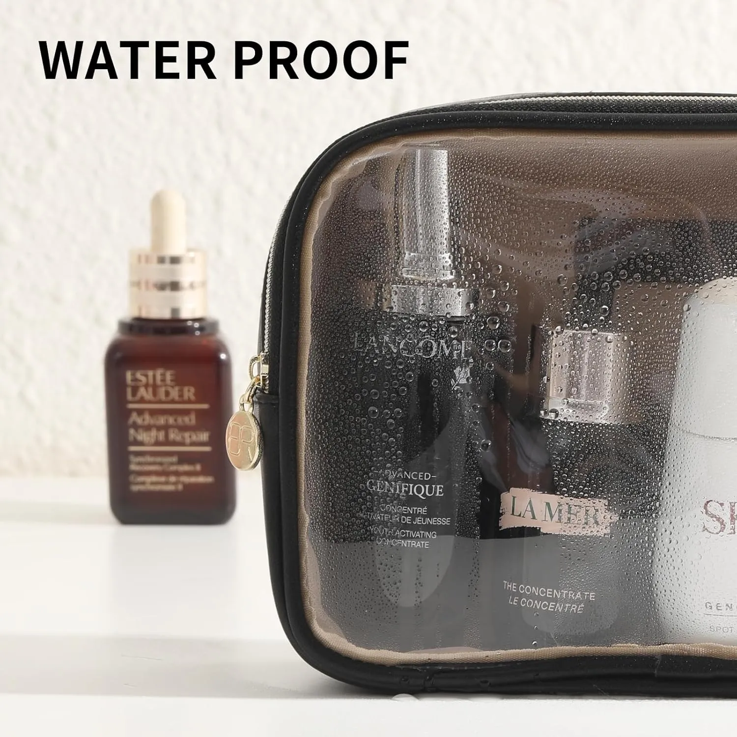 Small Makeup Bag for Purse,Clear Cosmetic Bag for Travel, Organizer Bag for Accessories Black