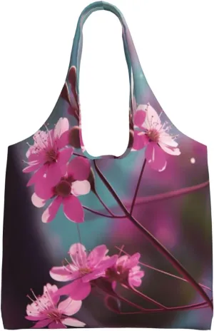 Small pink flowers Canvas Tote Bag Aesthetic Large Shoulder Bags Reusable Shopping Bags for Women Grocery Bag Purse