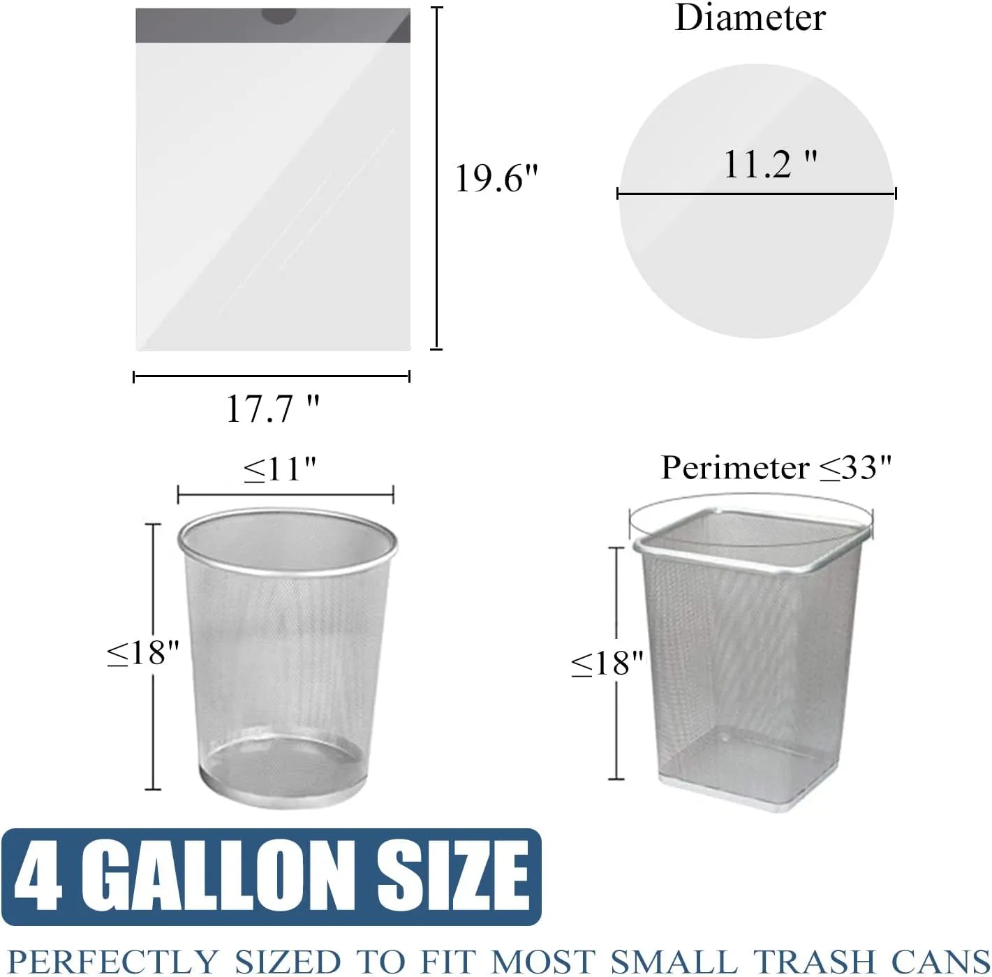 Small Trash Bags 4 Gallon - Drawstring, Individual Unscented Small Garbage Bags, White Trash Can Liners For Bathroom, 57 Count