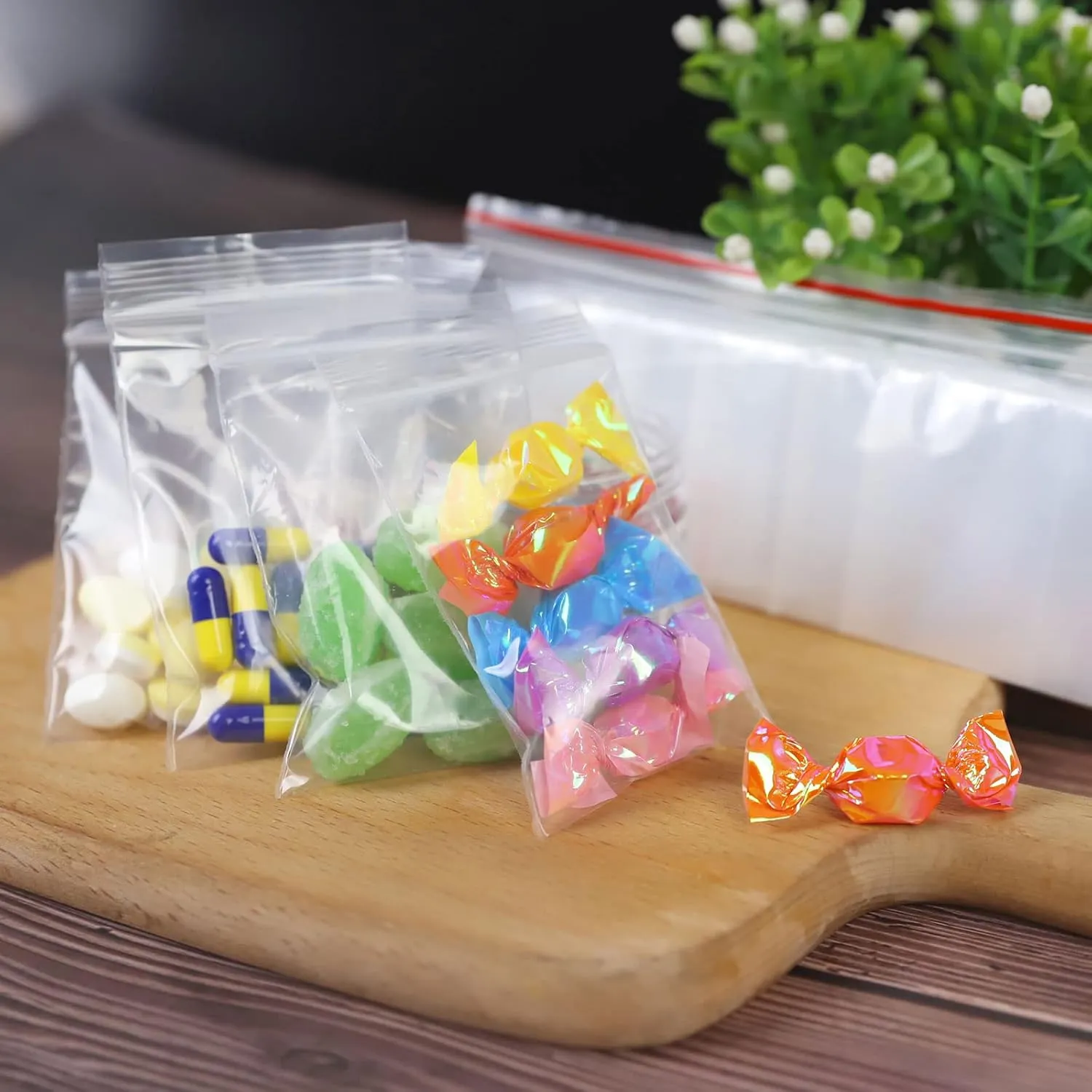 Small Zip Bags - 1000pcs, Transparent, Durable Plastic, 2x3 Inches, Resealable Zip Top Lock, Ideal for Vitamins, Snacks, Candy, Coins