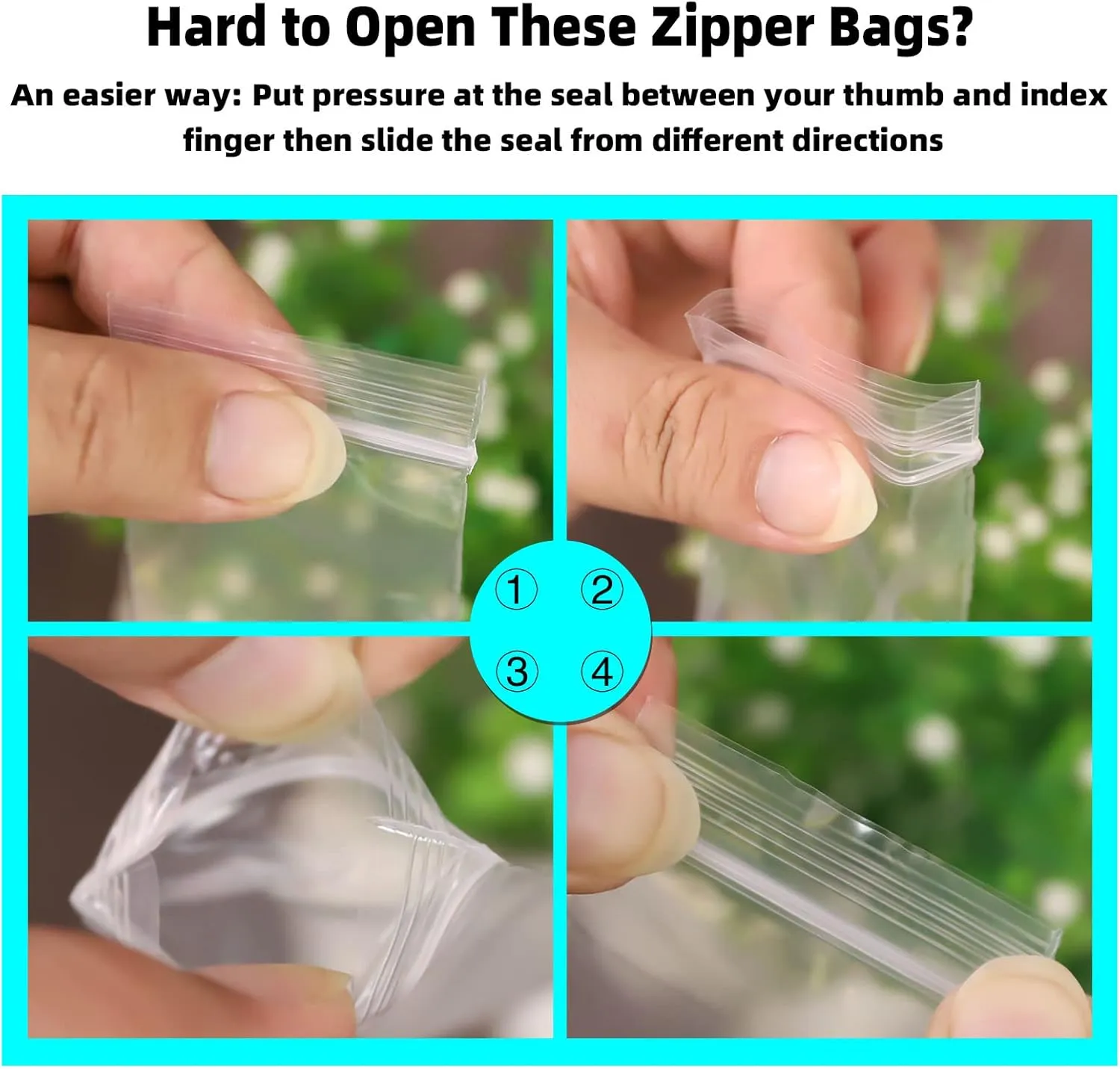 Small Zip Bags - 1000pcs, Transparent, Durable Plastic, 2x3 Inches, Resealable Zip Top Lock, Ideal for Vitamins, Snacks, Candy, Coins