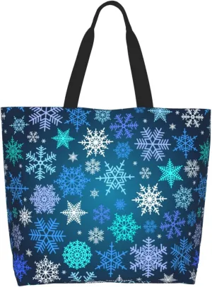 Snowflakes Christmas Gingerbread Man Women's Tote Bag Large Capacity Single Shoulder Bags Handbag for Shopping Work