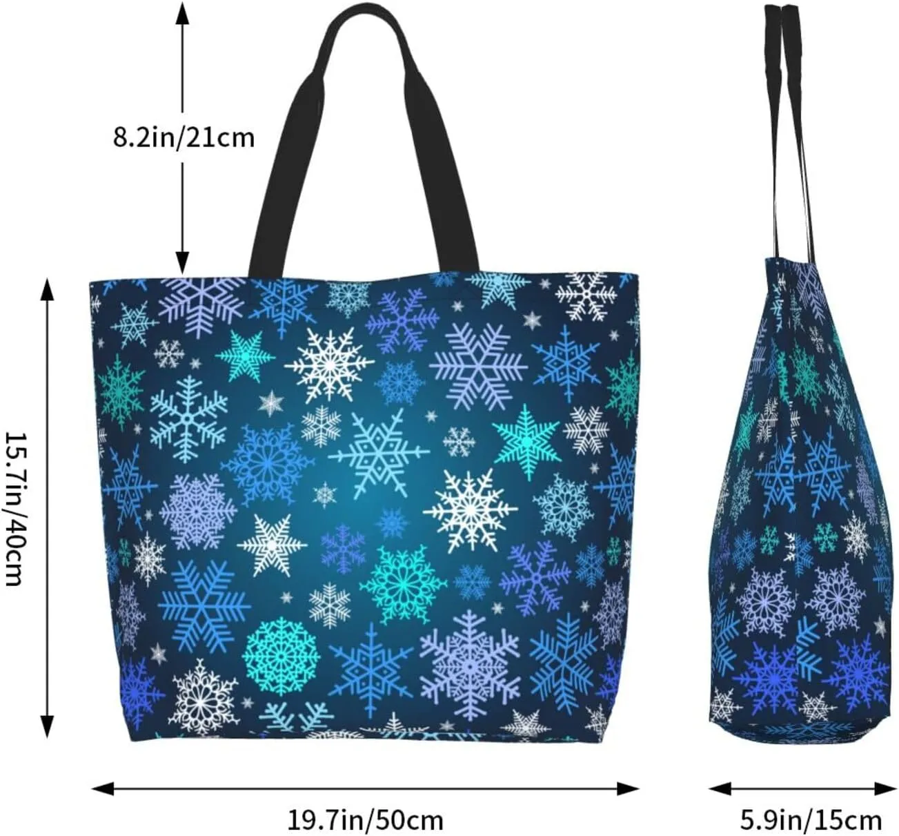 Snowflakes Christmas Gingerbread Man Women's Tote Bag Large Capacity Single Shoulder Bags Handbag for Shopping Work