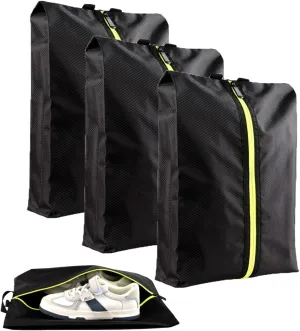 Soccer Cleat Bag, Set of 3 Large Capacity Travel Shoe Bag with Zipper, Dust-Proof and Smell Proof Shoe Bag for Gym, Spikes, Golf, Tennis, Bowling