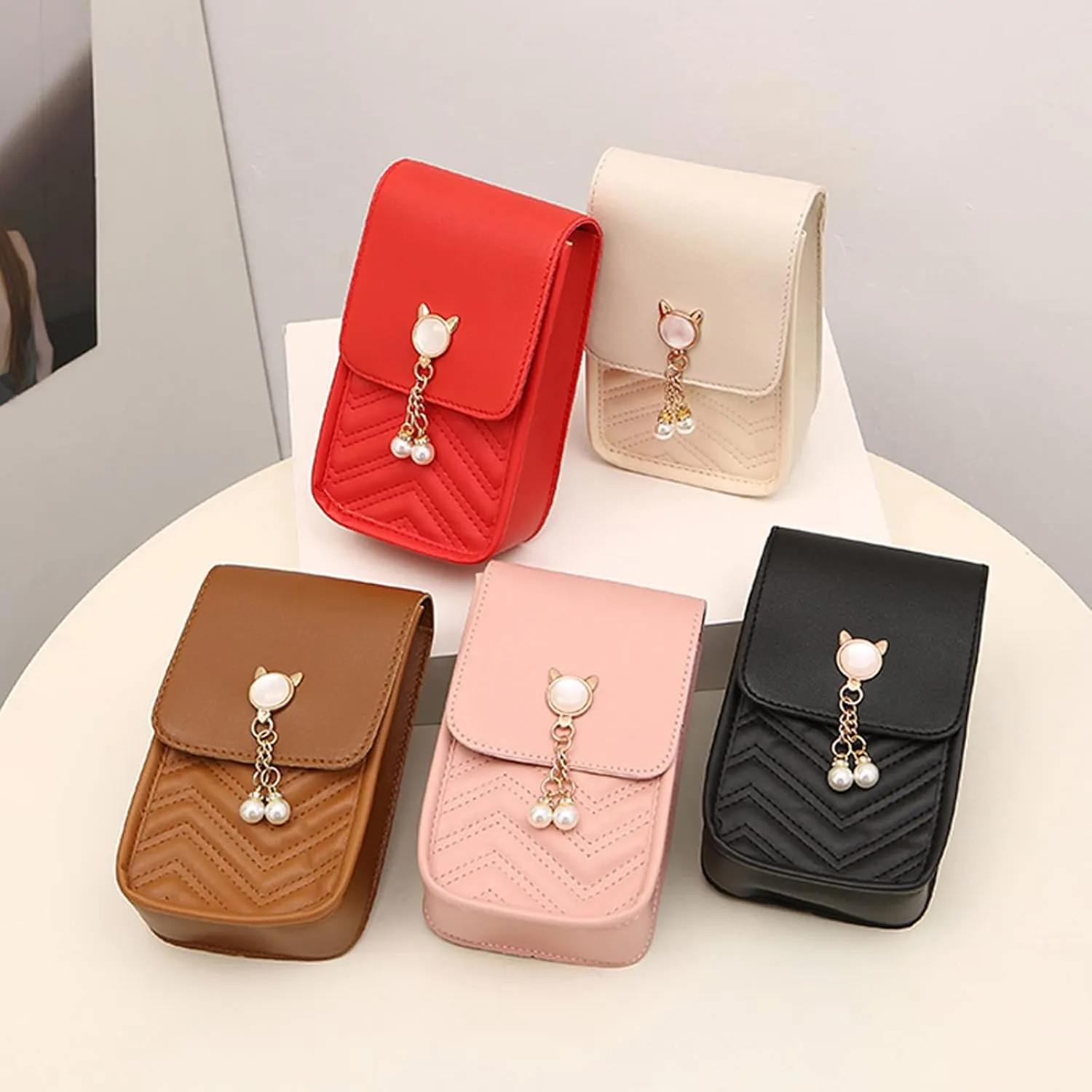 Soft PU Leather Purses and Handbags Color Hasp Phone Bag Shoulder Bag Messenger
