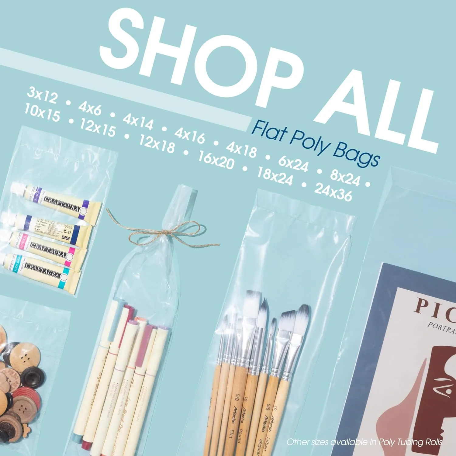Spartan Industrial - 6" X 8" Open-End Flat Poly Bags (1000 Count) Heavy Duty 2 Mil Clear Plastic for Packaging Books, Pens, Collectibles (Bags Do Not Have Seal and Do Not Have Prints)
