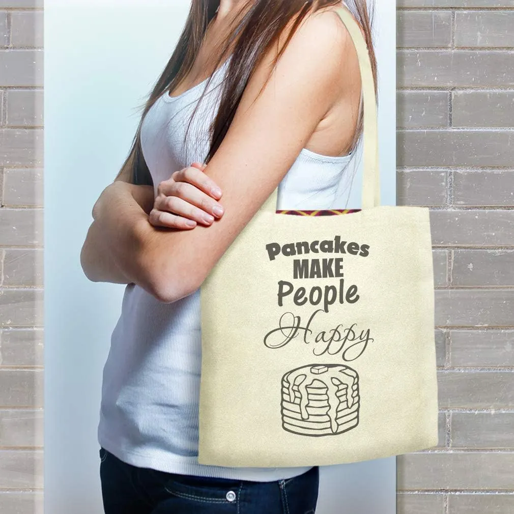 Speedy Pros Canvas Tote Bag for Women Pancakes Make People Happy Funny & Novelty Humor Beach Bags for Women