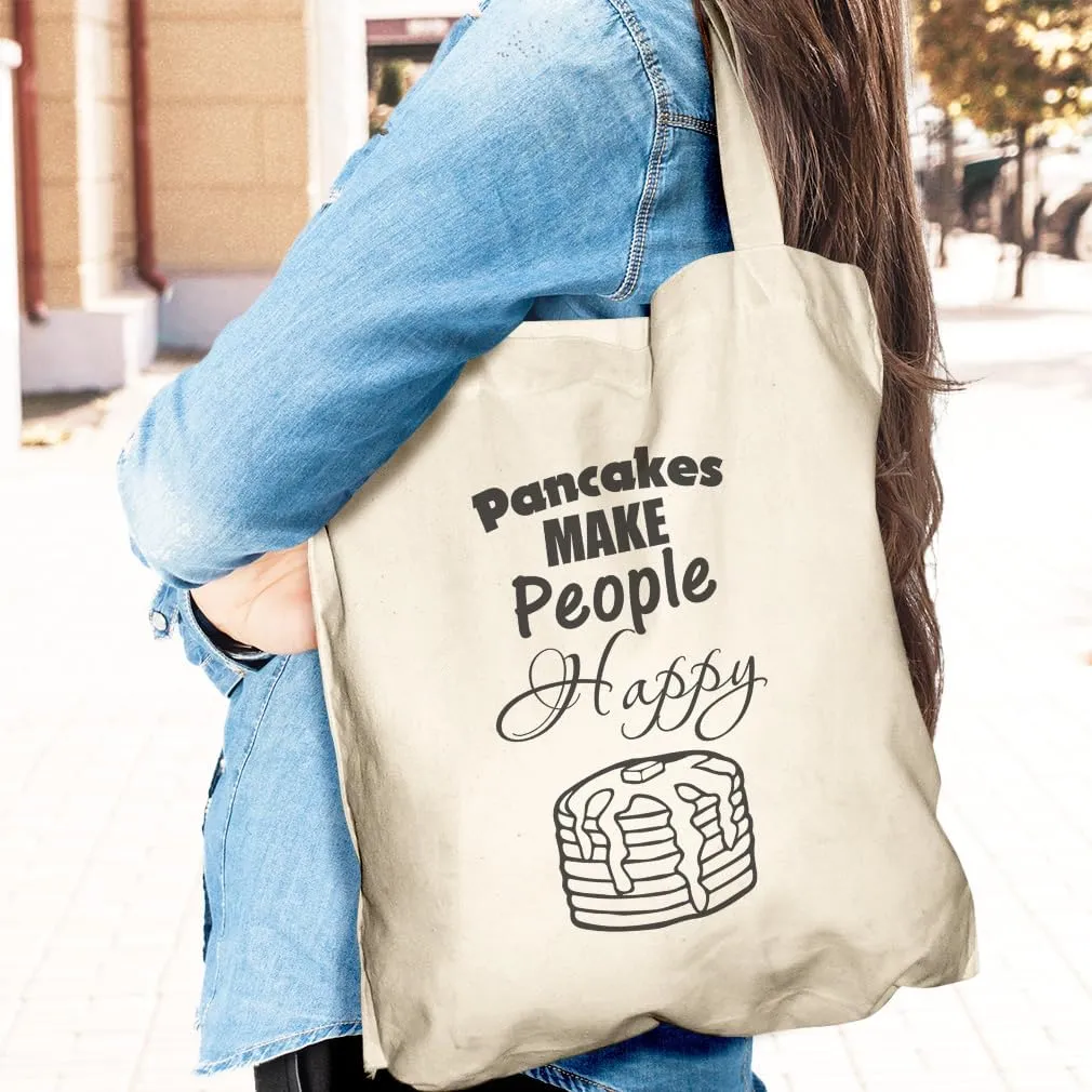 Speedy Pros Canvas Tote Bag for Women Pancakes Make People Happy Funny & Novelty Humor Beach Bags for Women