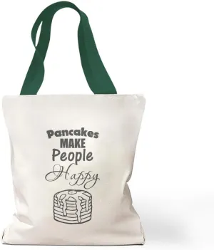 Speedy Pros Canvas Tote Bag for Women Pancakes Make People Happy Funny & Novelty Humor Beach Bags for Women