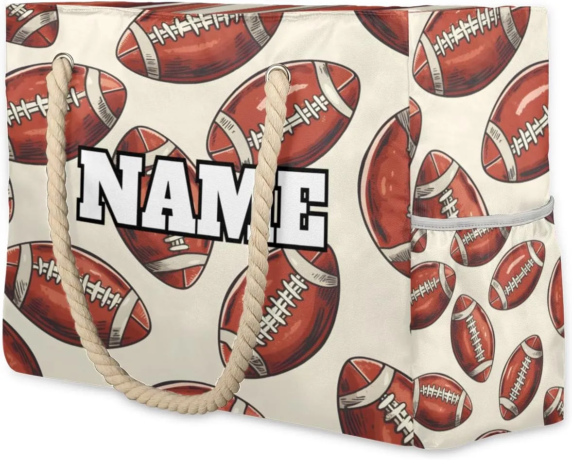 Sport Baseball Personalized Beach Bag for Women, Custom Name Waterproof Sandproof Pool Swim Bags