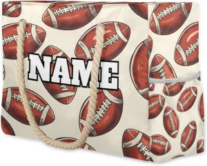 Sport Baseball Personalized Beach Bag for Women, Custom Name Waterproof Sandproof Pool Swim Bags