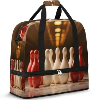 Sports Duffel Bag, Foldable Bowling Travel Duffel Bag, Gym Yoga Beach Bag Weekender Overnight Bag with Shoes Compartment for Men Women, Sport Bowling Ball
