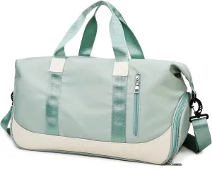 Sports Duffel Bags for Women and Men Portable gym bag with Wet Pocket & Separate Shoes Compartment Short Travel Organizer Tote Shoulder Bag, Green