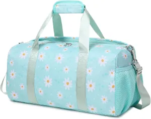Sports Gym Bag for Girls Dance Bag Daisy Duffel Bag for Girls Water Resistant Sports Duffle Bag Overnight Sleepover Bags with Shoes Compartment Wet Pocket