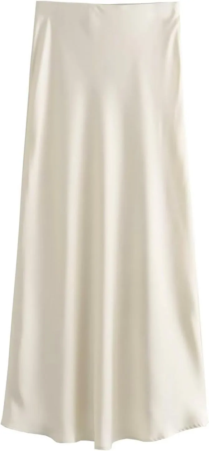Spring Summer Skirts Satin Skirt High Waisted Maxi Wedding A Line Long Skirts Women's Short Skirt