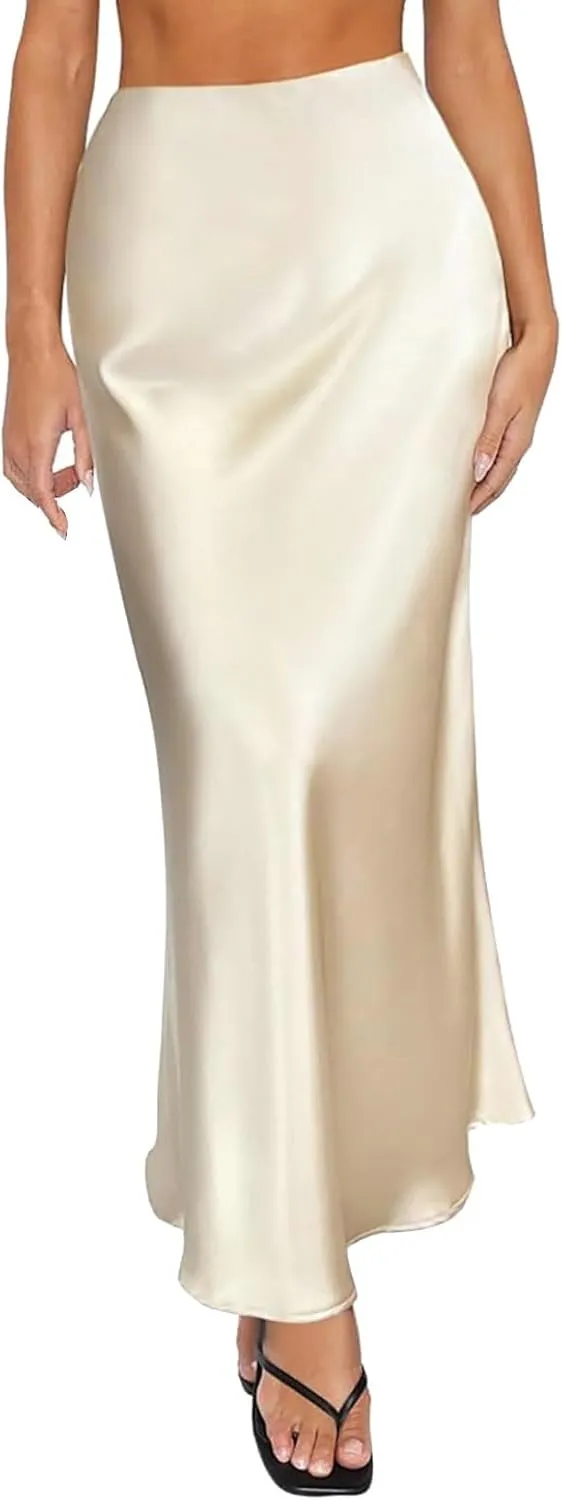 Spring Summer Skirts Satin Skirt High Waisted Maxi Wedding A Line Long Skirts Women's Short Skirt