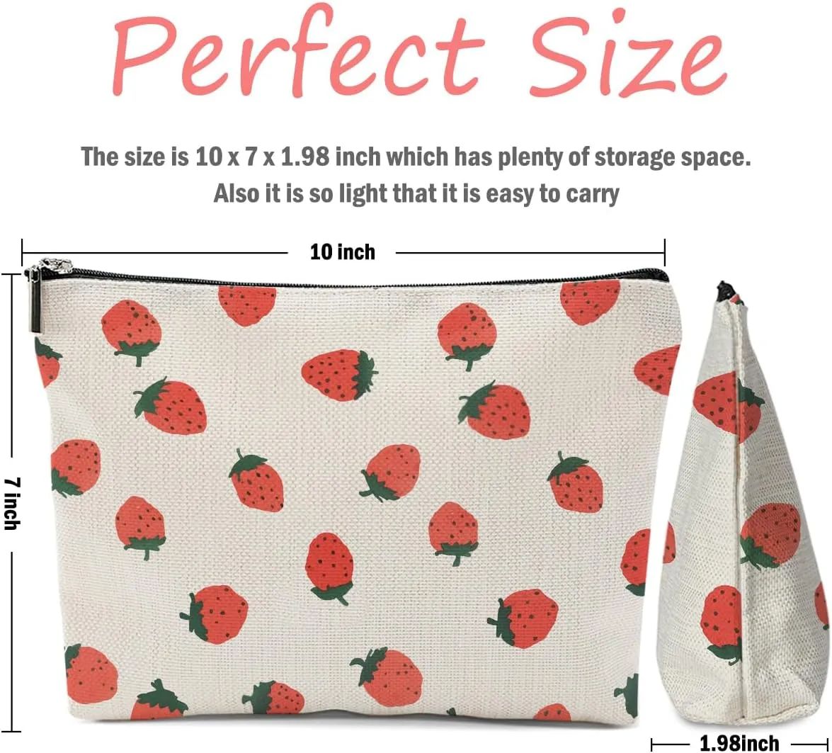 Strawberry Gifts, Strawberries Makeup Bag, Strawberry Stuff Cosmetic Bag Fruit Travel Pouch, Fruit Lovers Gift for Women Girls Daughter Sisters Coworker Niece Graduation Birthday Gifts