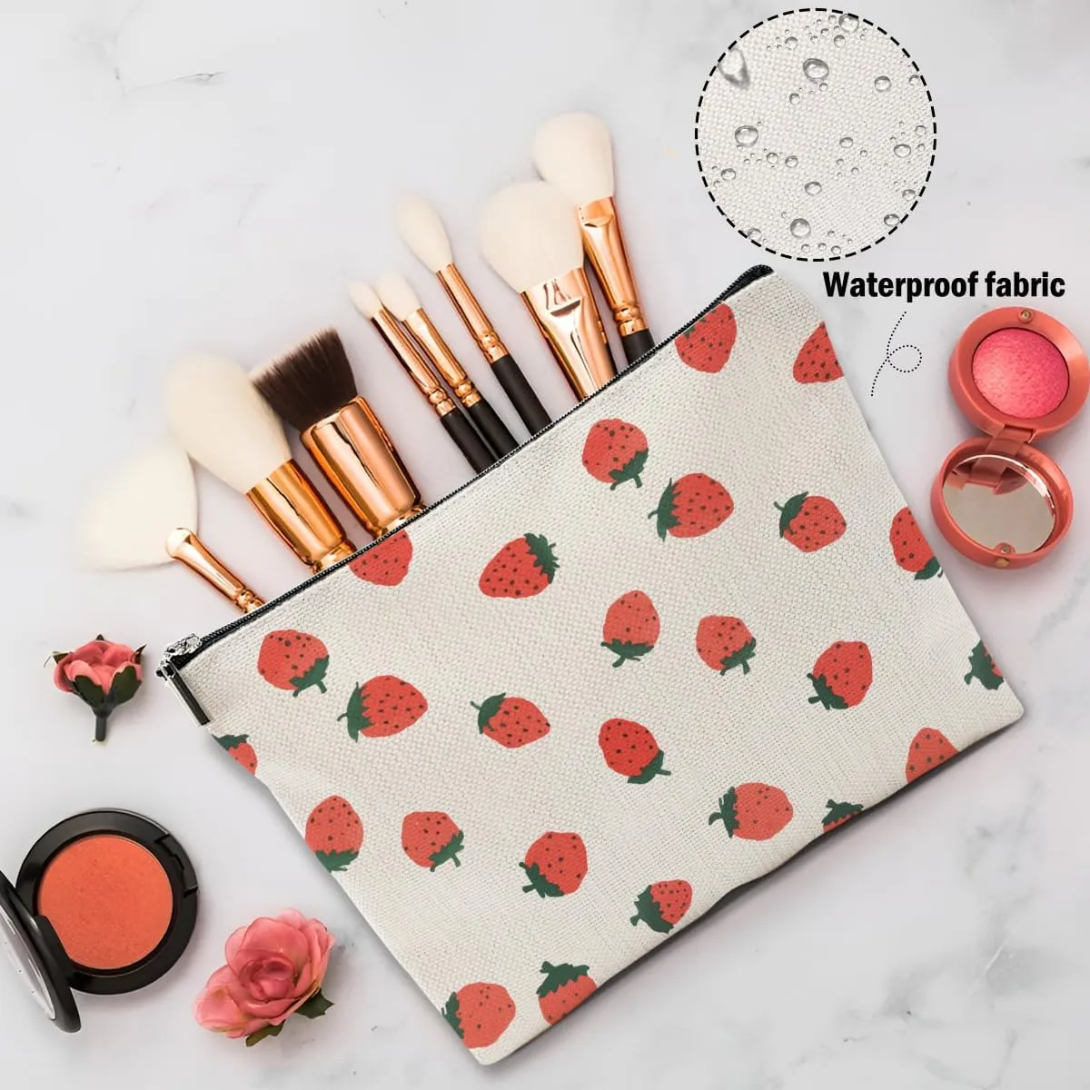 Strawberry Gifts, Strawberries Makeup Bag, Strawberry Stuff Cosmetic Bag Fruit Travel Pouch, Fruit Lovers Gift for Women Girls Daughter Sisters Coworker Niece Graduation Birthday Gifts