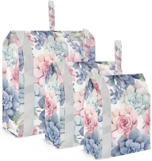 Succulents Flowers Colorful Packing Cubes for Travel 3 Set Packing Cubes Large Luggage Accessories for Suitcase