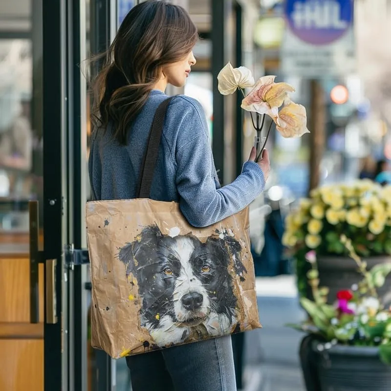 Summer Pineapple Watermelon 14'' Tote Bags, Cartoon Cat Corgi Dog Shoulder Bag, Tropical Island Scenery Handbags