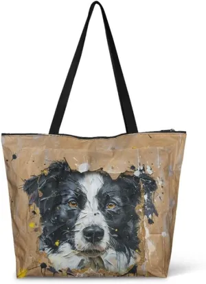 Summer Pineapple Watermelon 14'' Tote Bags, Cartoon Cat Corgi Dog Shoulder Bag, Tropical Island Scenery Handbags