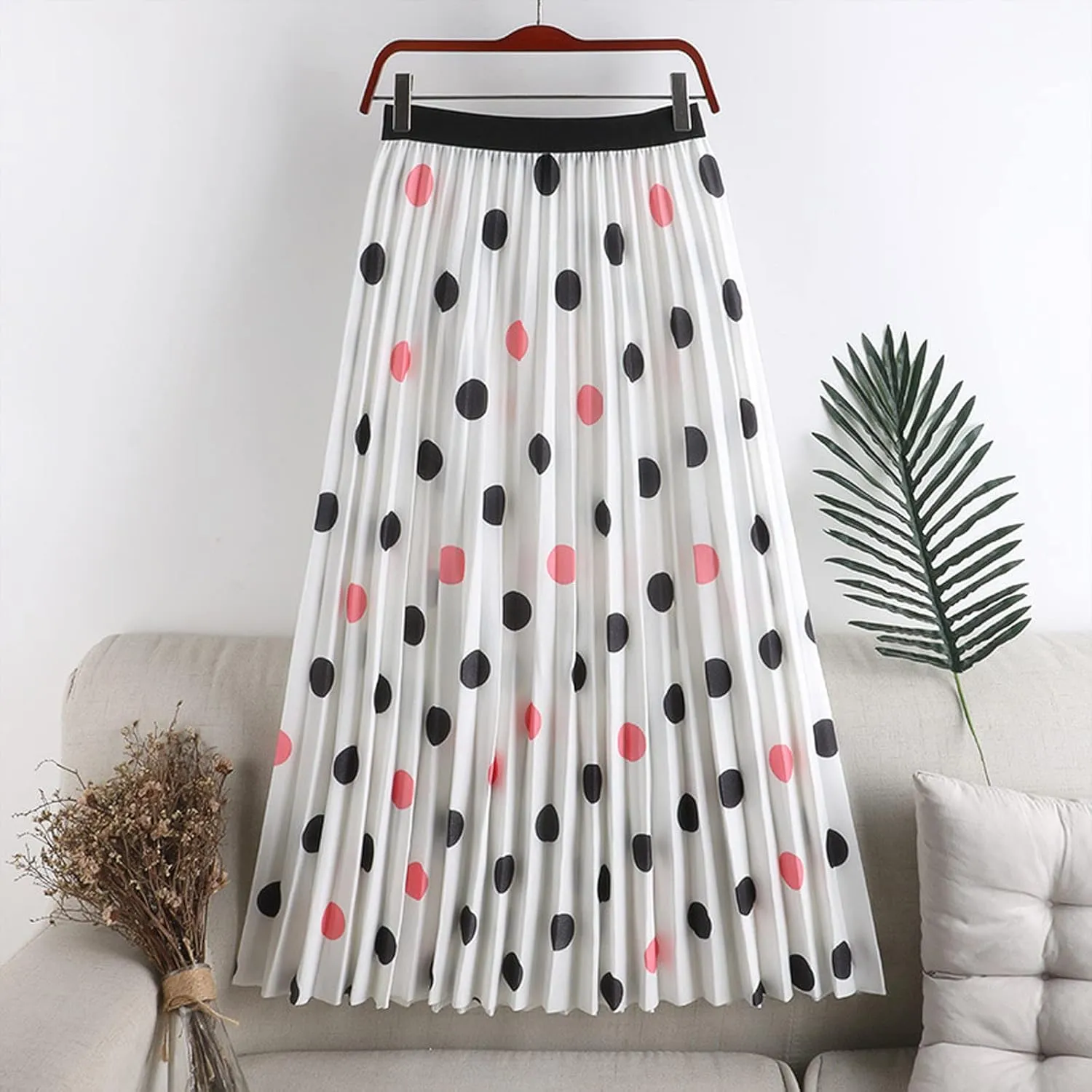 Summer trendy Pleated Skirt A Line Swing skirts for women midi length High Waist Midi Skirts Floral Print skirts for women