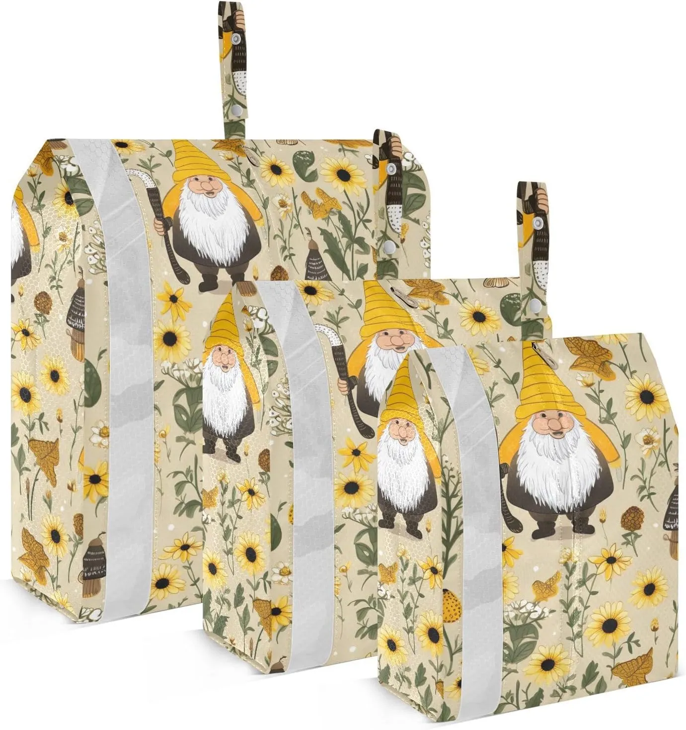 Sunflowers Gnomes Butterfly Packing Cubes for Travel 3 Set Packing Cubes Compression Luggage Accessories for Organization