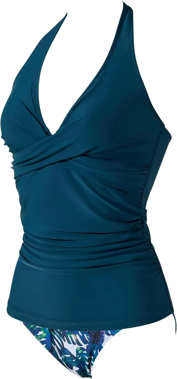 SUUKSESS Women Sexy Halter Tankini Bathing Suit Slimming Tummy Control Swimsuit