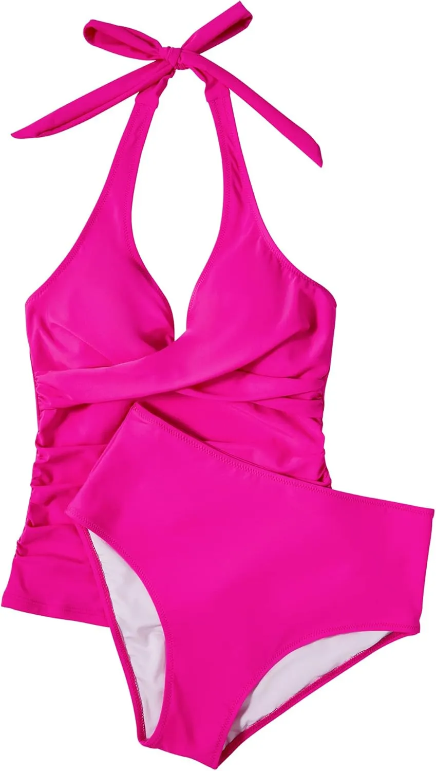 SUUKSESS Women Sexy Halter Tankini Bathing Suit Slimming Tummy Control Swimsuit