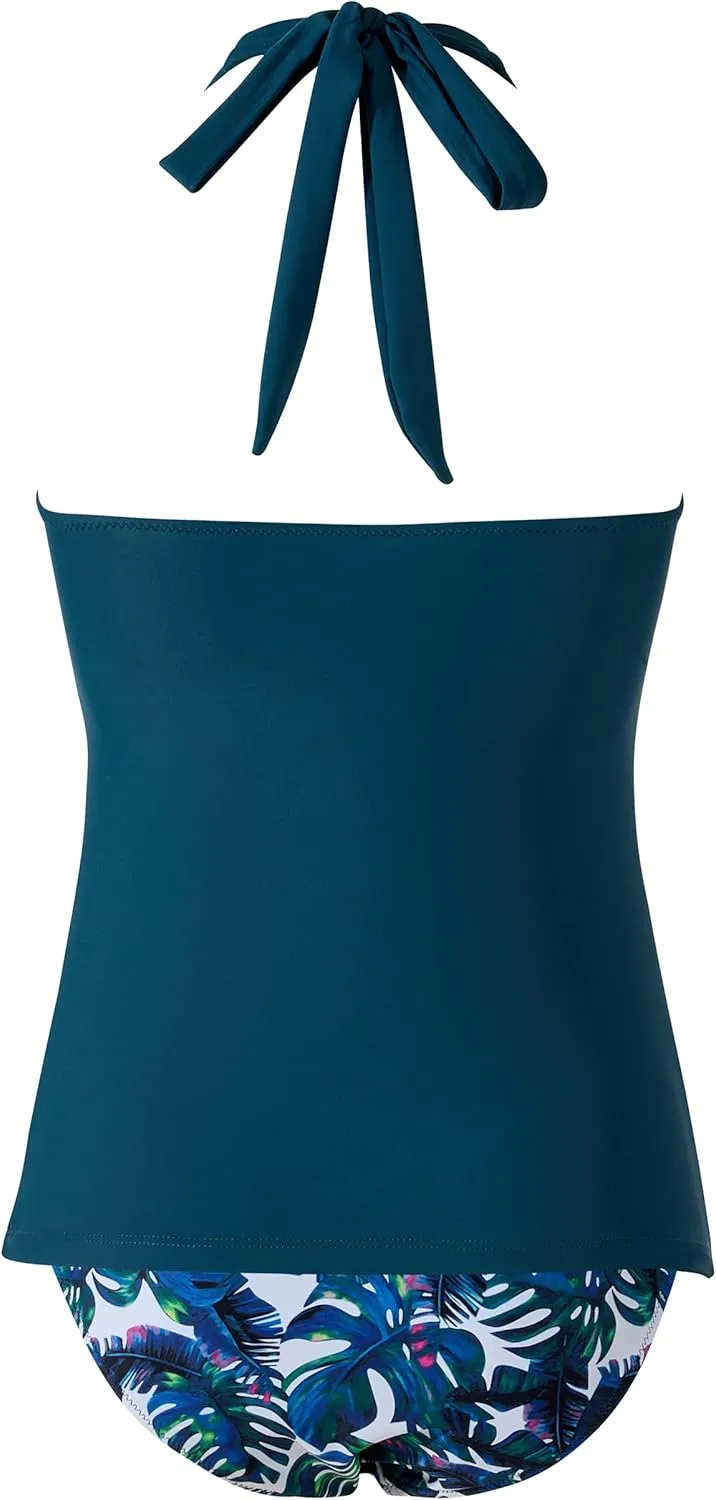 SUUKSESS Women Sexy Halter Tankini Bathing Suit Slimming Tummy Control Swimsuit