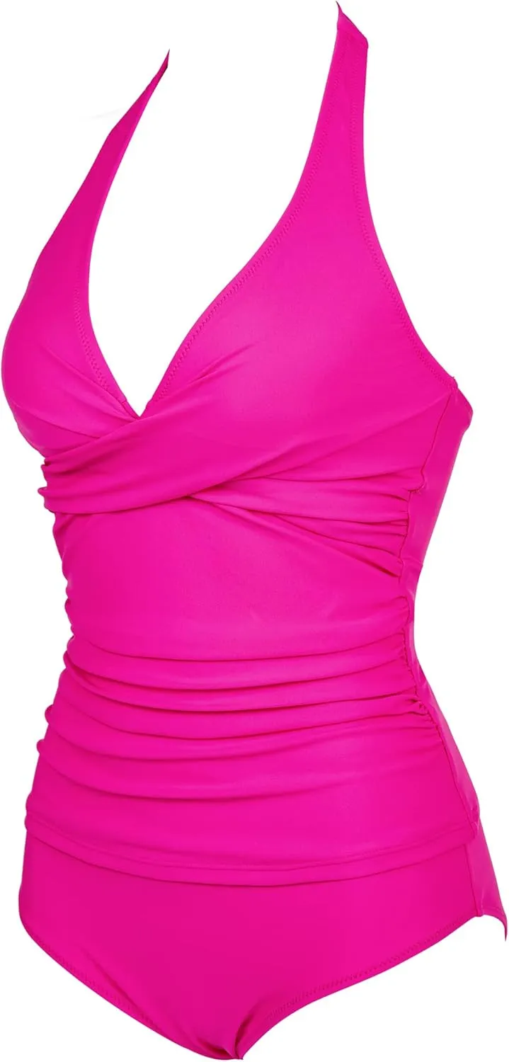 SUUKSESS Women Sexy Halter Tankini Bathing Suit Slimming Tummy Control Swimsuit