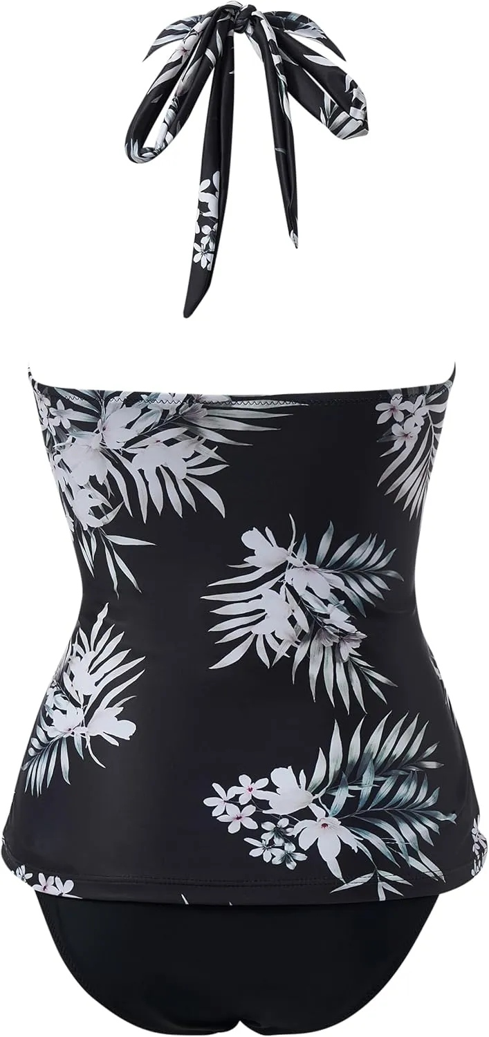 SUUKSESS Women Sexy Halter Tankini Bathing Suit Slimming Tummy Control Swimsuit