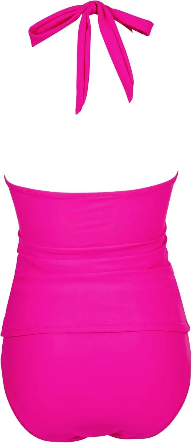 SUUKSESS Women Sexy Halter Tankini Bathing Suit Slimming Tummy Control Swimsuit