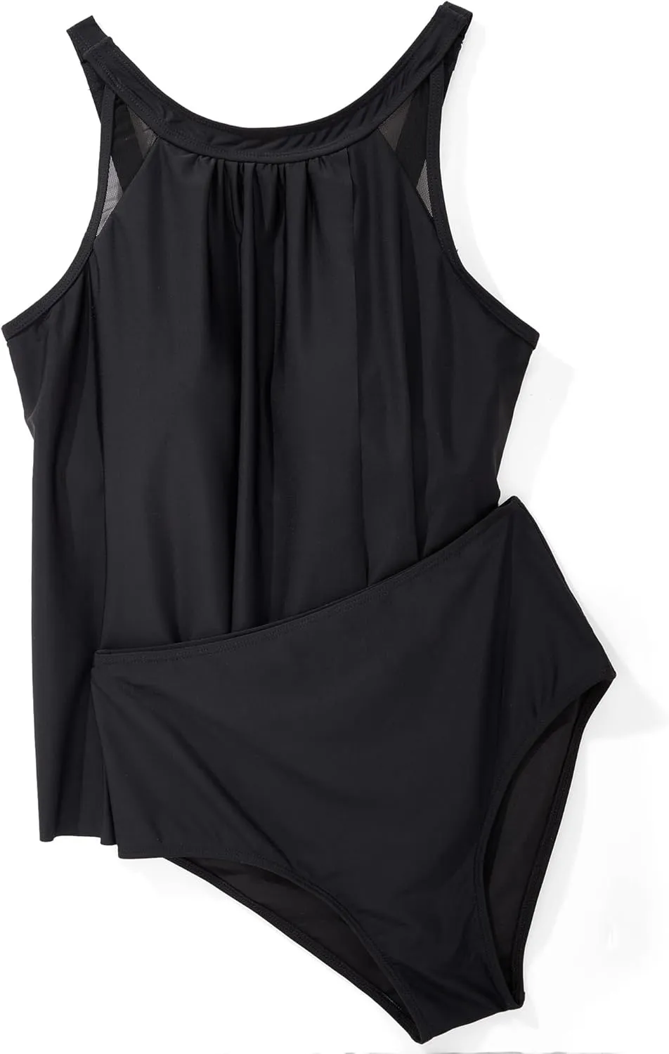 SUUKSESS Women Tummy Control Tankini Bathing Suit Ruffle High Waisted Swimsuit