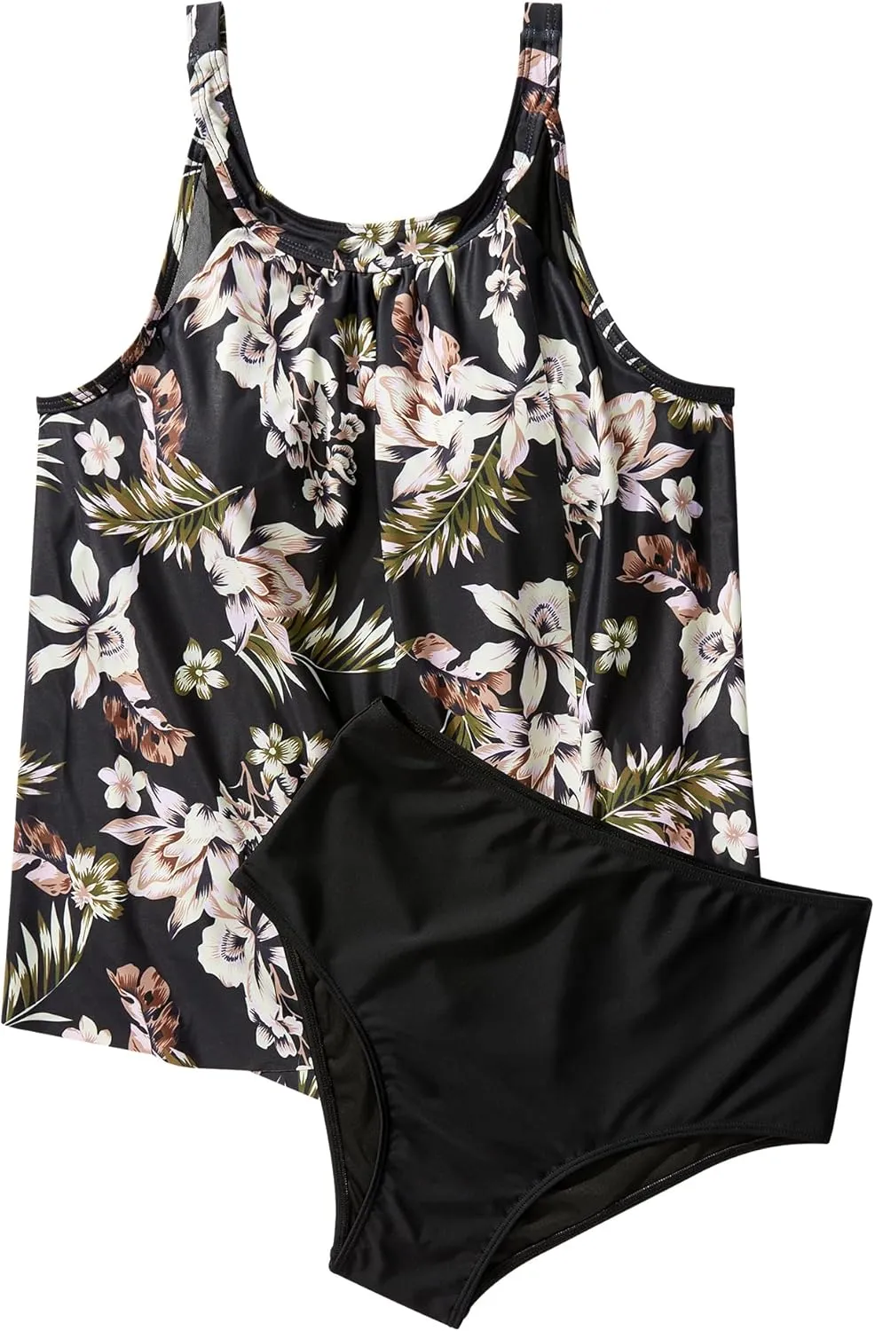 SUUKSESS Women Tummy Control Tankini Bathing Suit Ruffle High Waisted Swimsuit