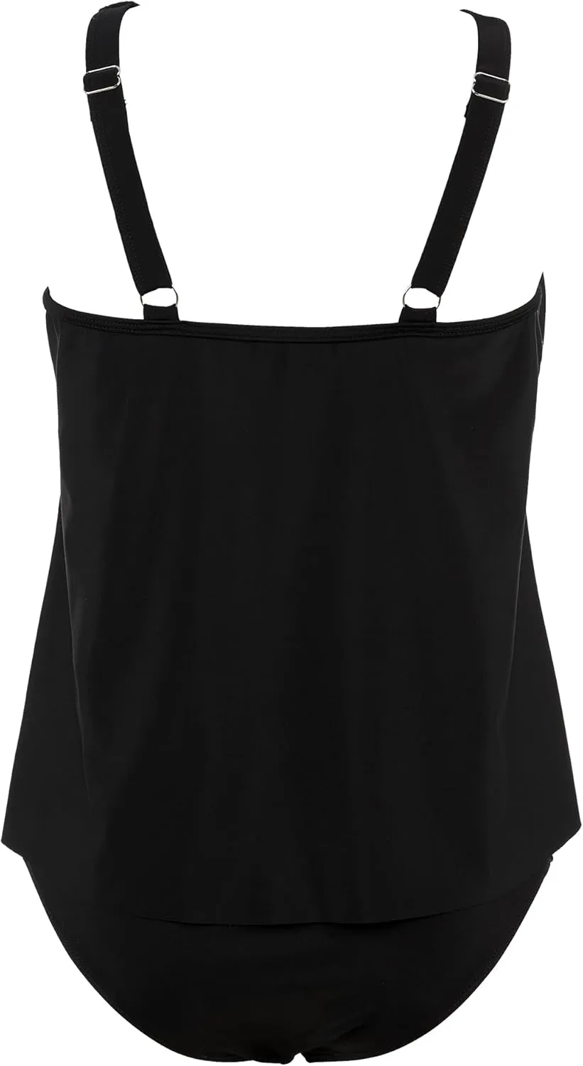 SUUKSESS Women Tummy Control Tankini Bathing Suit Ruffle High Waisted Swimsuit