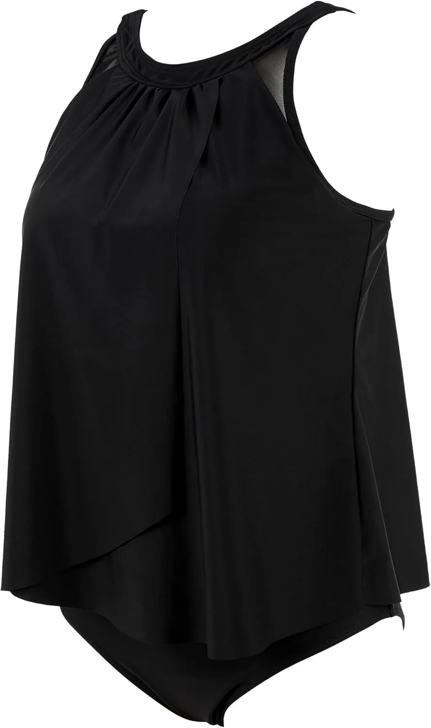 SUUKSESS Women Tummy Control Tankini Bathing Suit Ruffle High Waisted Swimsuit