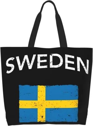 Swedish Sweden Flag Women's Tote Bag Large Capacity Single Shoulder Bags Handbag for Shopping Work