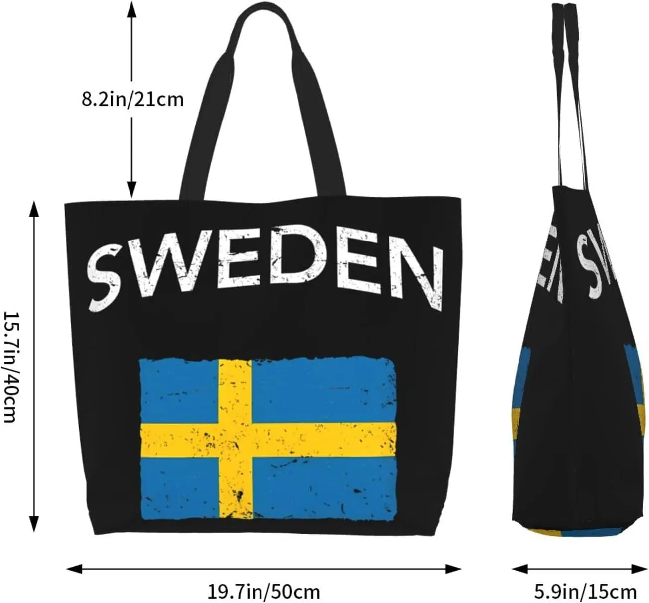 Swedish Sweden Flag Women's Tote Bag Large Capacity Single Shoulder Bags Handbag for Shopping Work