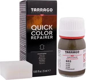 Tarrago Quick Color Dye Leather and Canvas Repair - 25 ml Leather Shoe Dye for Dyeing of Leather Footwear, Bags, Shoes, Jackets, Purses & More - Olive #653