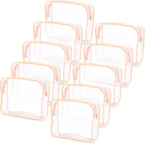 Tbestmax 10 Pack Clear Cosmetic Bags Makeup Bags Portable Waterproof TSA Approved Travel Toiletry Bags Organizer