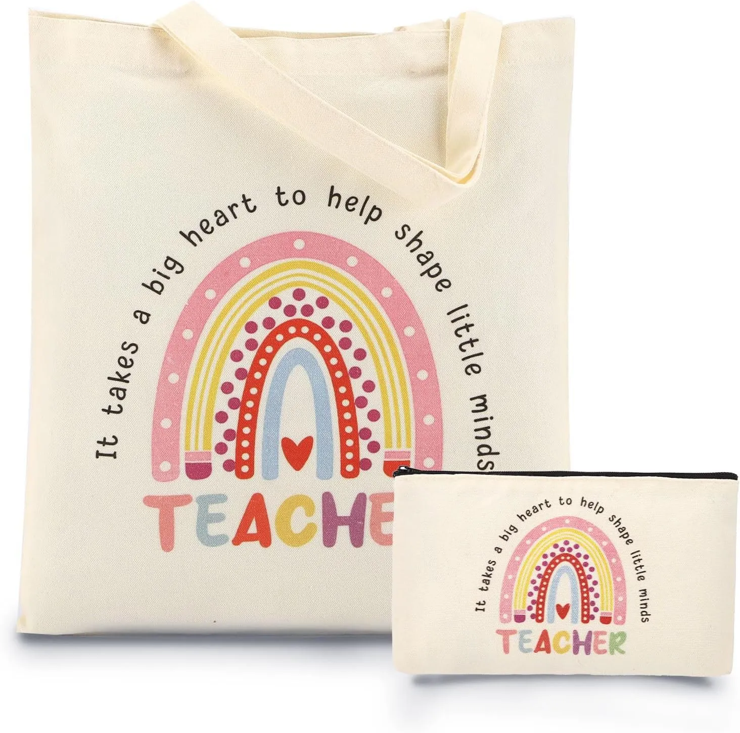Teacher Christmas Gifts for Women-Canvas Tote Bags Set for Teacher,Teacher Appreciation Gifts for Teacher