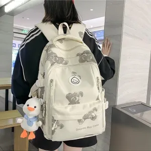 Teclado Kawaii Backpack with Cute Accessories Lightweight Bookbags Laptop Bag Waterproof Casual Travel Daypacks (Bear)