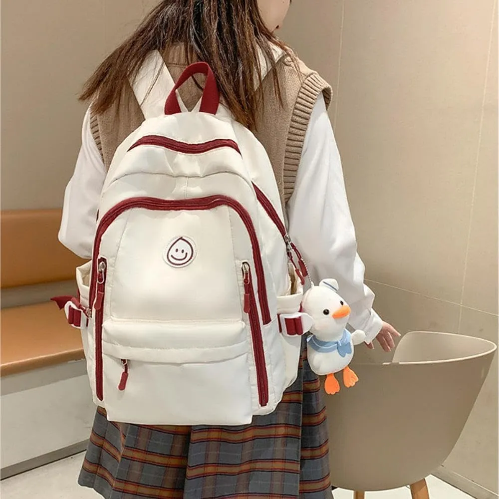 Teclado Kawaii Backpack with Cute Accessories Lightweight Bookbags Laptop Bag Waterproof Casual Travel Daypacks (Red)
