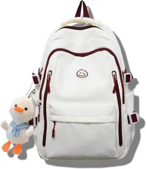 Teclado Kawaii Backpack with Cute Accessories Lightweight Bookbags Laptop Bag Waterproof Casual Travel Daypacks (Red)