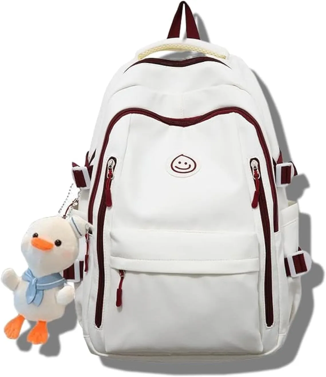 Teclado Kawaii Backpack with Cute Accessories Lightweight Bookbags Laptop Bag Waterproof Casual Travel Daypacks (Red)
