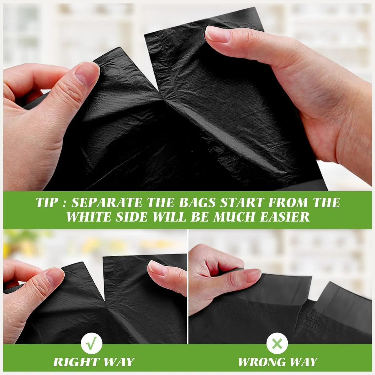 Teivio 13 Gallon 100 Counts Strong Tall Kitchen Drawstring Trash Bags, Medium Plastic Garbage Bags for Home Kitchen Garden Office Tall Trash Can, Black Waste Bin Liners