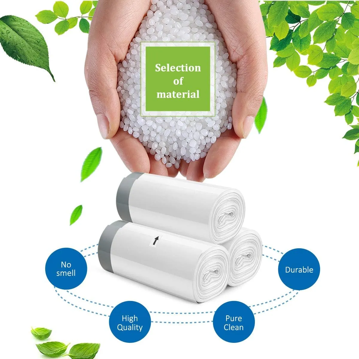 Teivio 13 Gallon 30 Counts Strong Tall Kitchen Drawstring Trash Bags, Medium Plastic Garbage Bags for Home Kitchen Garden Office Tall Trash Can, White Waste Bin Liners