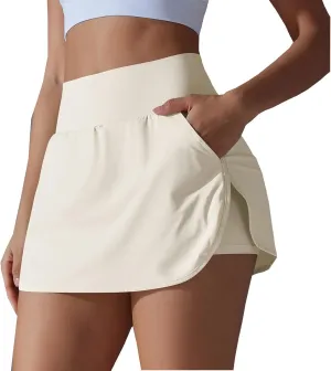 Tennis Gym Skirts for Women with Pockets and Shorts High Waisted Tummy Control Summer Workout Runinng Skorts