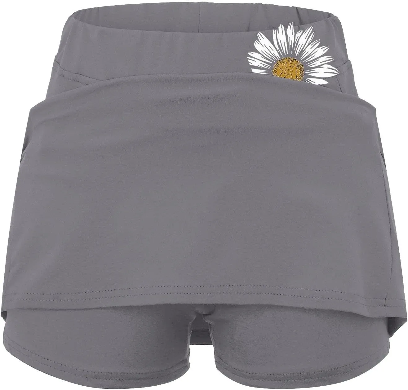 Tennis Skirt for Women High Waisted Lightweight 2 in 1 Casual Skorts Floral Print Tummy Control Comforts Baggy Skirts